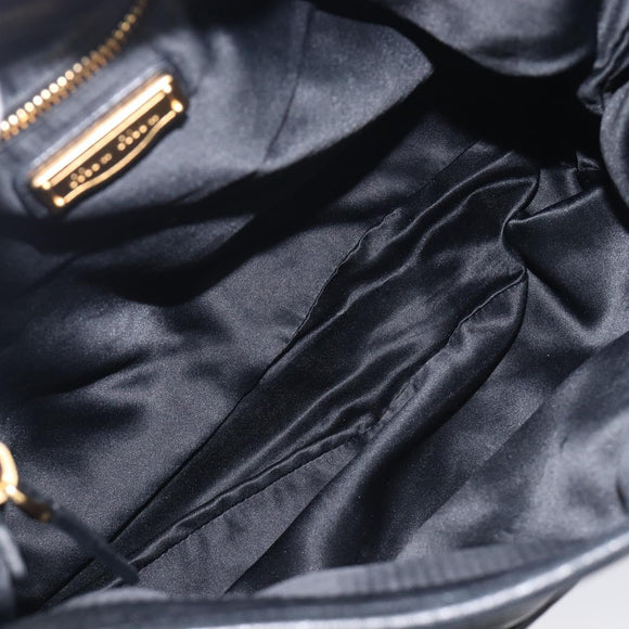 Miu Miu Matelasse Shoulder Bag Leather Black Gold Auth 210628A