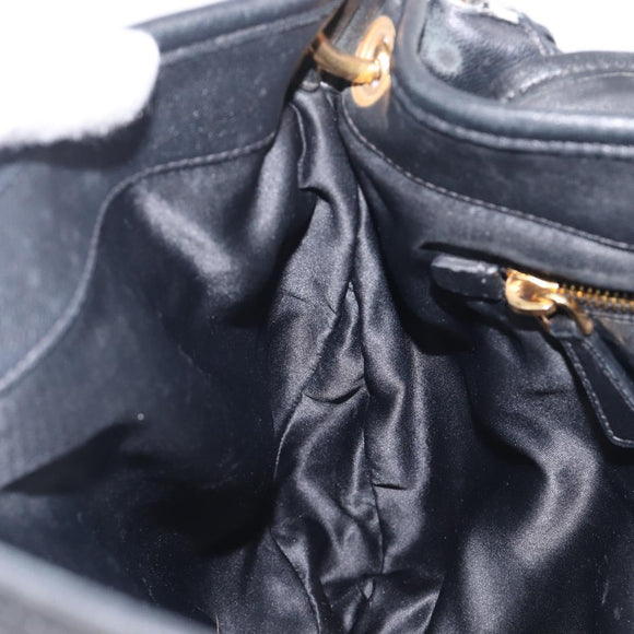 Miu Miu Matelasse Shoulder Bag Leather Black Gold Auth 210628A