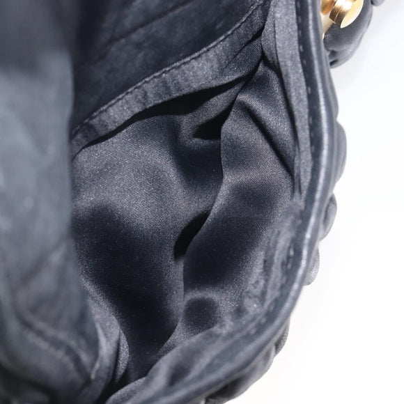 Miu Miu Matelasse Shoulder Bag Leather Black Gold Auth 210628A