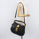Miu Miu Matelasse Shoulder Bag Leather Black Gold Auth 210628A-34
