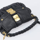 Miu Miu Matelasse Shoulder Bag Leather Black Gold Auth 210628A-6