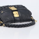 Miu Miu Matelasse Shoulder Bag Leather Black Gold Auth 210628A-7