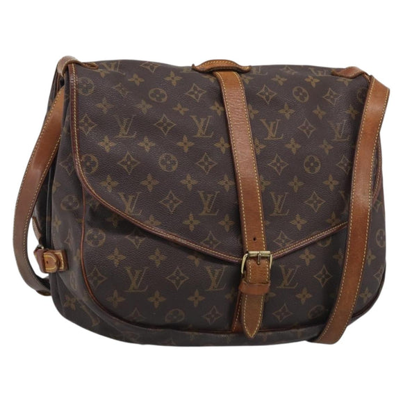 LOUIS VUITTON Monogram Saumur 35 Shoulder Bag M42254 LV Auth 210629