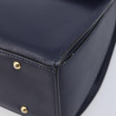 CELINE Hand Bag Leather Navy Gold Auth 210630-10