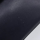 CELINE Hand Bag Leather Navy Gold Auth 210630-14