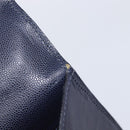 CELINE Hand Bag Leather Navy Gold Auth 210630-24