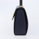 CELINE Hand Bag Leather Navy Gold Auth 210630-4