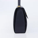 CELINE Hand Bag Leather Navy Gold Auth 210630-5