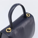 CELINE Hand Bag Leather Navy Gold Auth 210630-6