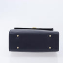 CELINE Hand Bag Leather Navy Gold Auth 210630-9