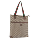 GUCCI GG Supreme Web Sherry Line Tote Bag PVC Beige Gold Auth 210632-1