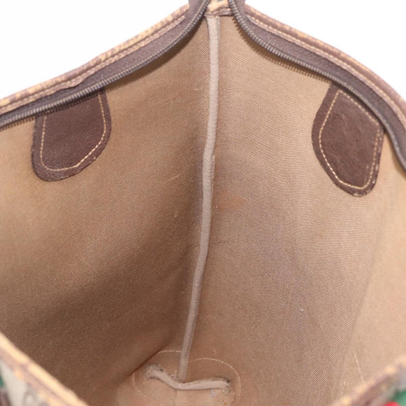 GUCCI GG Supreme Web Sherry Line Tote Bag PVC Beige Gold Auth 210632
