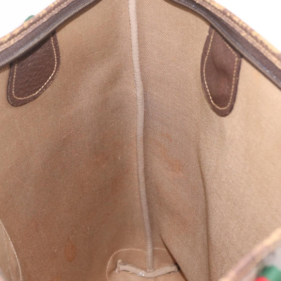 GUCCI GG Supreme Web Sherry Line Tote Bag PVC Beige Gold Auth 210632