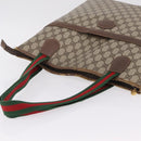 GUCCI GG Supreme Web Sherry Line Tote Bag PVC Beige Gold Auth 210632-6