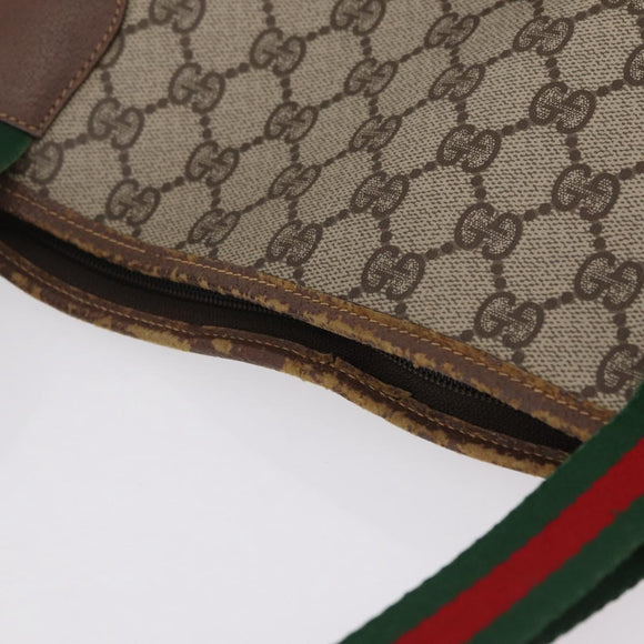 GUCCI GG Supreme Web Sherry Line Tote Bag PVC Beige Gold Auth 210632
