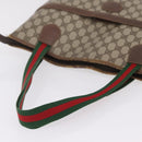 GUCCI GG Supreme Web Sherry Line Tote Bag PVC Beige Gold Auth 210632-8