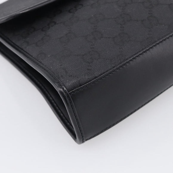 GUCCI GG Canvas Shoulder Bag Black Gold 004 49 0195 Auth 210635