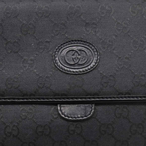 GUCCI GG Canvas Shoulder Bag Black Gold 004 49 0195 Auth 210635