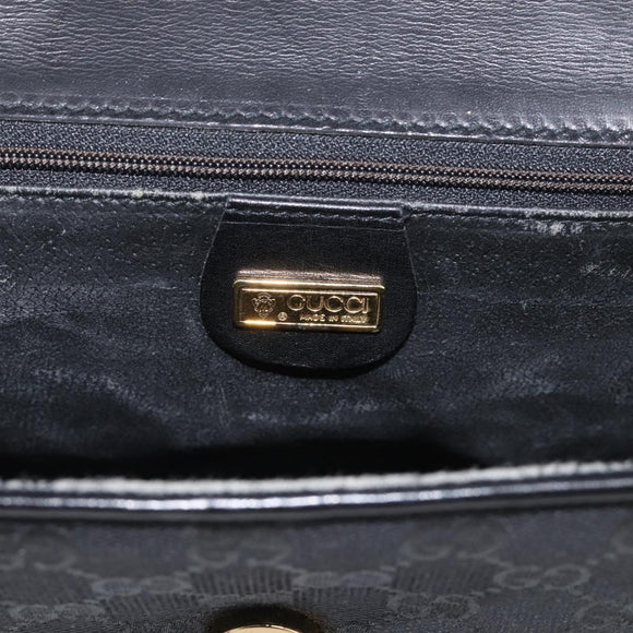 GUCCI GG Canvas Shoulder Bag Black Gold 004 49 0195 Auth 210635