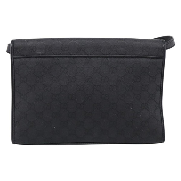 GUCCI GG Canvas Shoulder Bag Black Gold 004 49 0195 Auth 210635