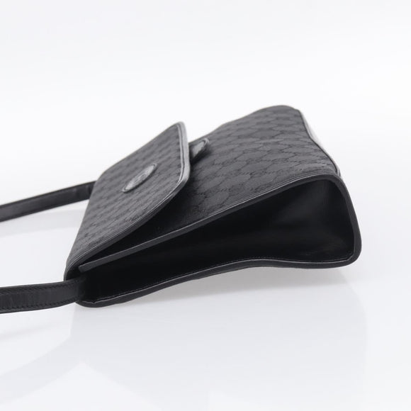 GUCCI GG Canvas Shoulder Bag Black Gold 004 49 0195 Auth 210635