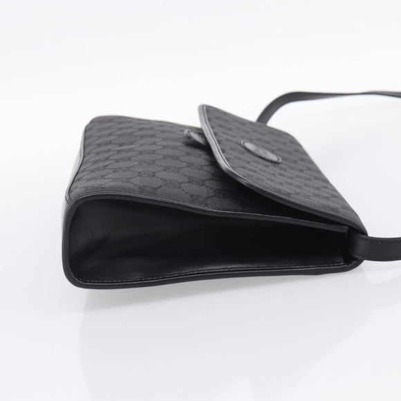 GUCCI GG Canvas Shoulder Bag Black Gold 004 49 0195 Auth 210635
