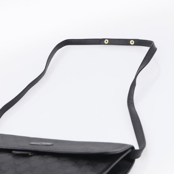 GUCCI GG Canvas Shoulder Bag Black Gold 004 49 0195 Auth 210635