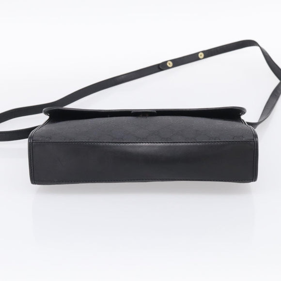 GUCCI GG Canvas Shoulder Bag Black Gold 004 49 0195 Auth 210635