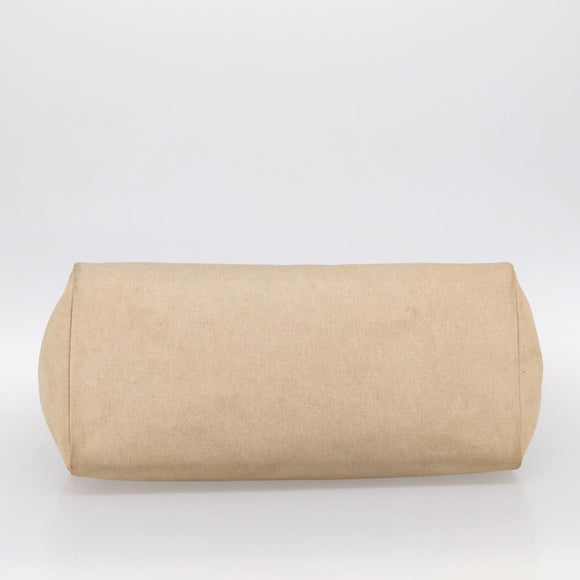 HERMES Herbag TGM Hand Bag Canvas 2way Beige Silver Auth 210637