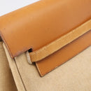 HERMES Herbag TGM Hand Bag Canvas 2way Beige Silver Auth 210637-17