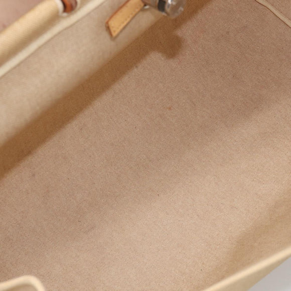 HERMES Herbag TGM Hand Bag Canvas 2way Beige Silver Auth 210637