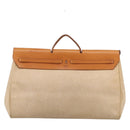 HERMES Herbag TGM Hand Bag Canvas 2way Beige Silver Auth 210637-3
