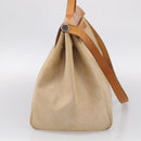 HERMES Herbag TGM Hand Bag Canvas 2way Beige Silver Auth 210637-4