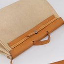 HERMES Herbag TGM Hand Bag Canvas 2way Beige Silver Auth 210637-6