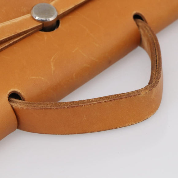 HERMES Herbag TGM Hand Bag Canvas 2way Beige Silver Auth 210637