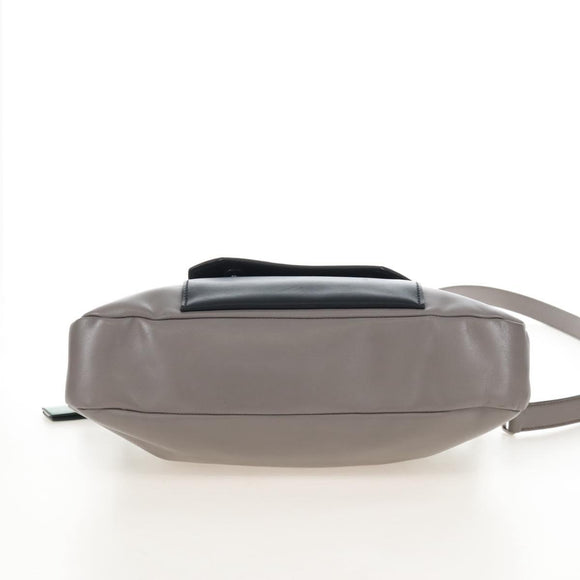 Miu Miu Hand Bag Leather 2way Gray Silver Auth 210639M