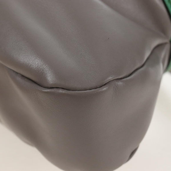Miu Miu Hand Bag Leather 2way Gray Silver Auth 210639M
