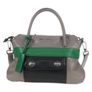 Miu Miu Hand Bag Leather 2way Gray Silver Auth 210639M-2