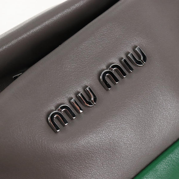 Miu Miu Hand Bag Leather 2way Gray Silver Auth 210639M