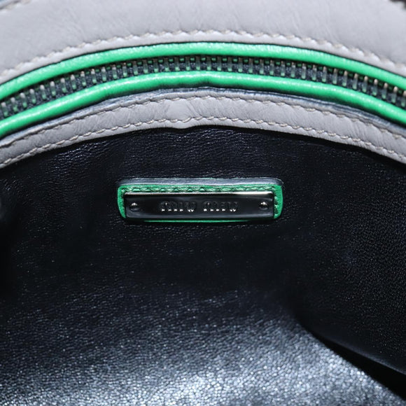 Miu Miu Hand Bag Leather 2way Gray Silver Auth 210639M
