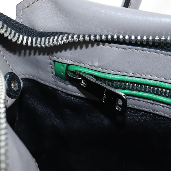 Miu Miu Hand Bag Leather 2way Gray Silver Auth 210639M
