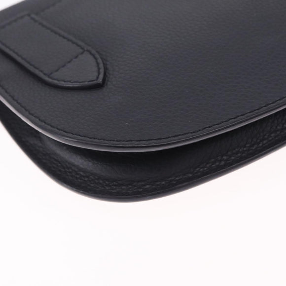 Christian Dior Saddle Messenger Shoulder Bag Leather Navy Silver Auth 210641V