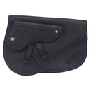 Christian Dior Saddle Messenger Shoulder Bag Leather Navy Silver Auth 210641V-2