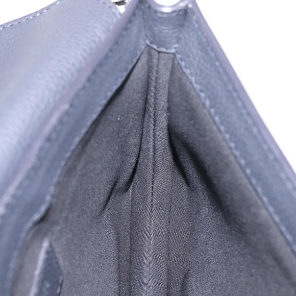 Christian Dior Saddle Messenger Shoulder Bag Leather Navy Silver Auth 210641V
