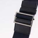 Christian Dior Saddle Messenger Shoulder Bag Leather Navy Silver Auth 210641V-9