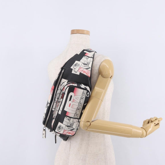 PRADA James Jean Collaboration Body Bag Leather Multicolor Silver Auth 210642M