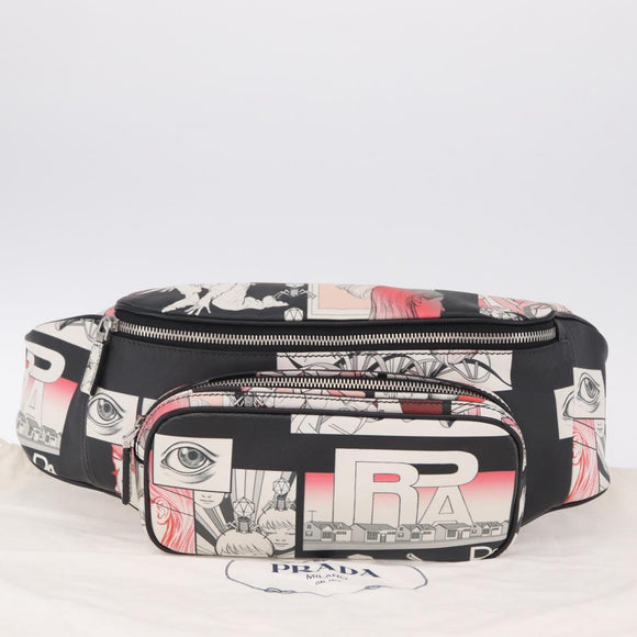 PRADA James Jean Collaboration Body Bag Leather Multicolor Silver Auth 210642M