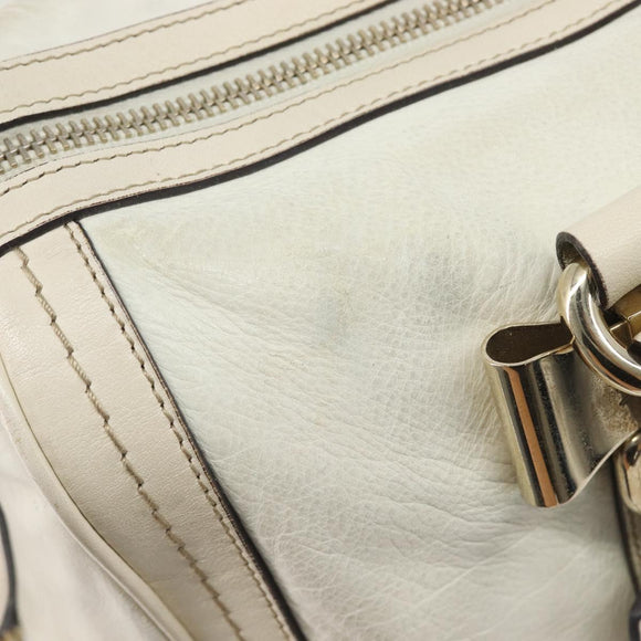 GUCCI Duchess Hysteria Hand Bag Leather White Gold 181488 Auth 210643