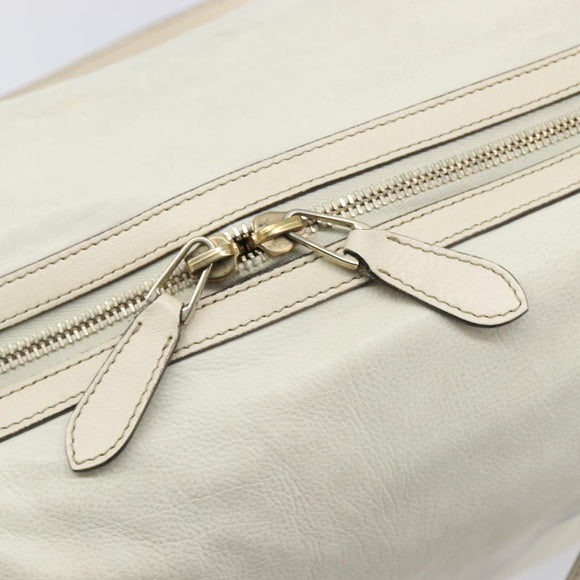 GUCCI Duchess Hysteria Hand Bag Leather White Gold 181488 Auth 210643