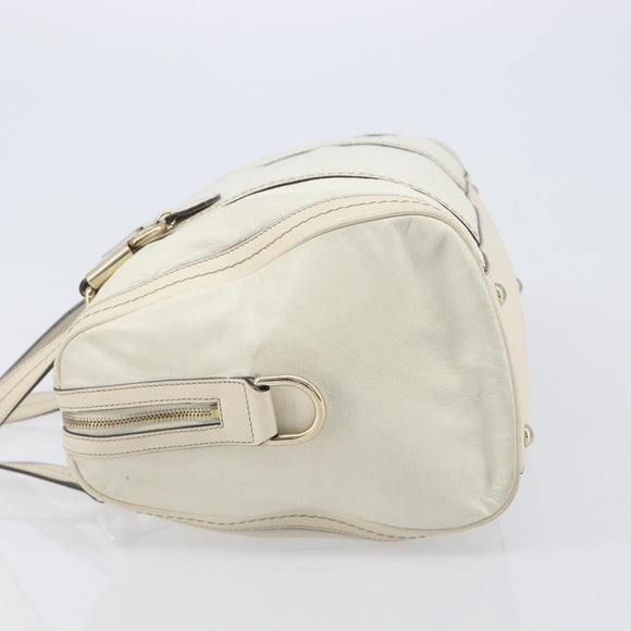 GUCCI Duchess Hysteria Hand Bag Leather White Gold 181488 Auth 210643